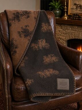 Coach Horse & Carriage Wool Blend Throw Blanket Made in Italy NWOT